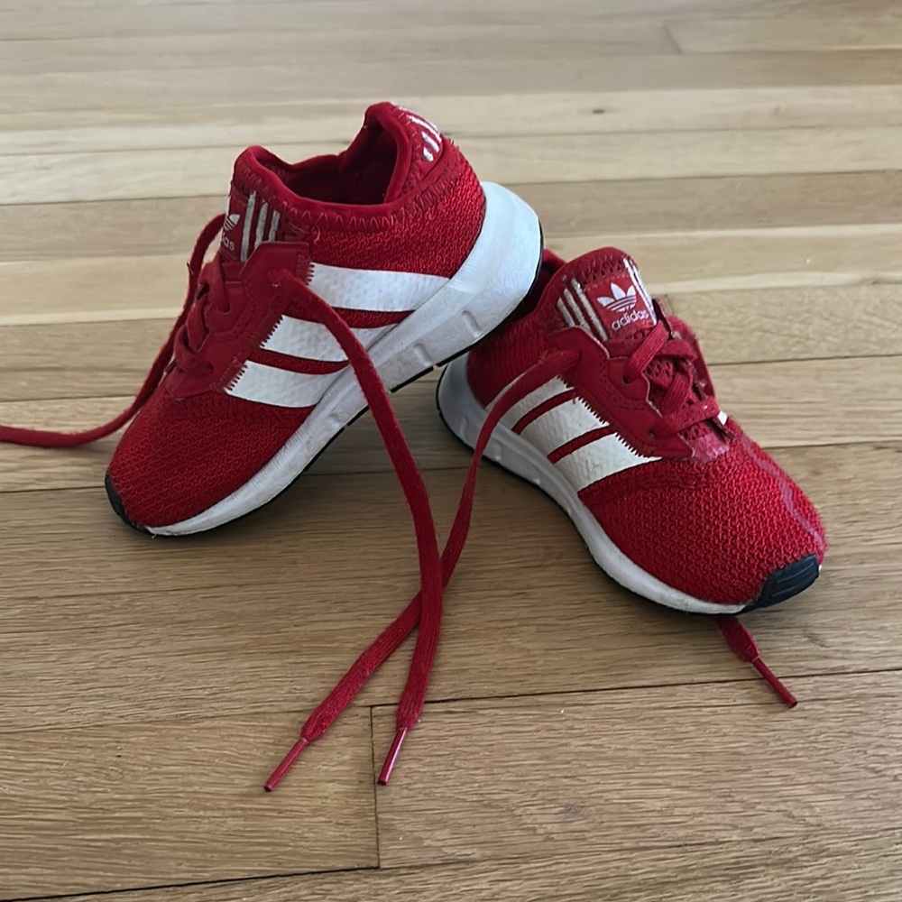 Adidas Red and White Sneakers Sporty Design